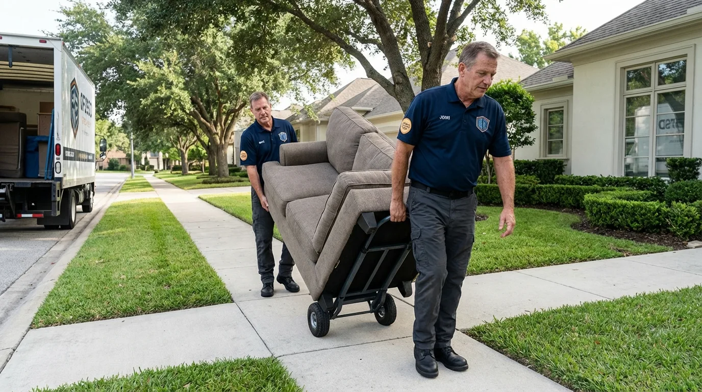 Local residential moving crew loading furniture in Tonkawa, OK