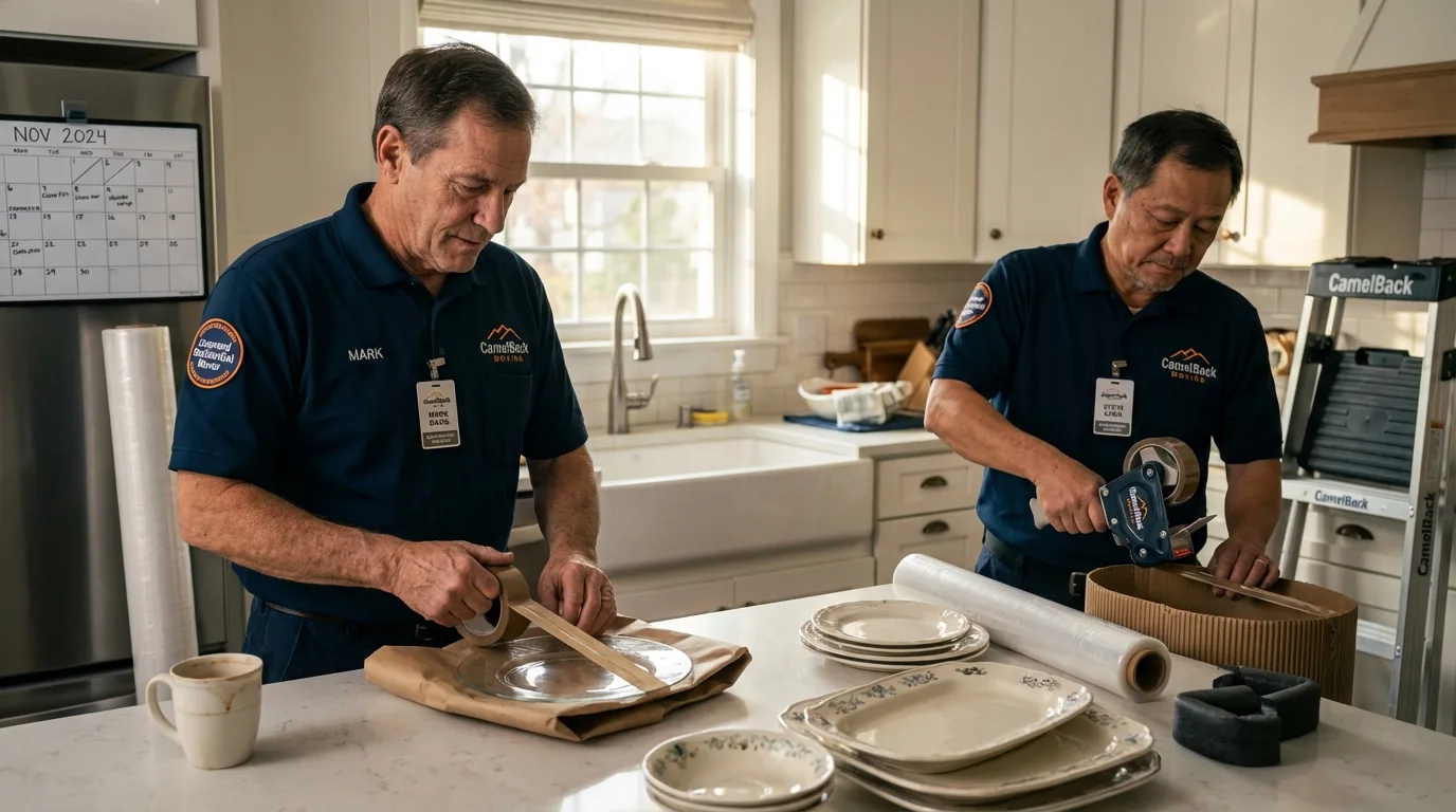 Professional crew packing kitchen dishware in Tonkawa, OK